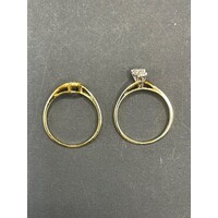 Ladies 18ct Yellow Gold Diamond Ring Set