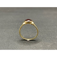 Ladies 9ct Yellow Gold Red Gemstone Ring