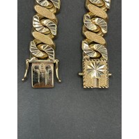 Mens 9ct Yellow Gold Chuncky Curb Link Bracelet