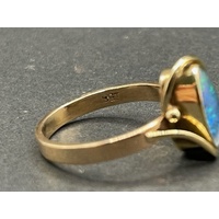 Ladies 9ct Yellow Gold Opal Gemstone Ring