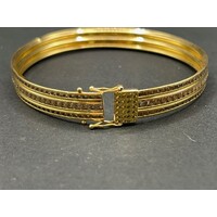 Ladies 18ct Yellow Gold Round Glass Bangle