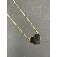 Ladies 18ct Yellow Gold Box Link Necklace & Heart Pendant