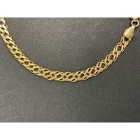 Unisex 9ct Yellow Gold Double Curb Link Bracelet