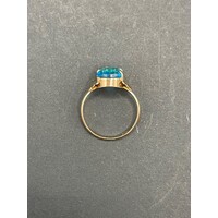 Ladies 9ct Yellow Gold Blue Gemstone Ring