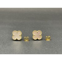 Ladies 18ct Yellow Gold Clover Stud Earrings