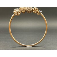 Ladies Rose Gold Plated Round Charm Bangle