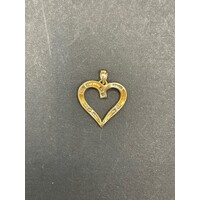 Ladies 9ct Yellow Gold Diamond Heart Pendant