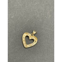 Ladies 9ct Yellow Gold Diamond Heart Pendant