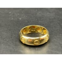 Ladies 18ct Yellow Gold Stamp Pattern Band Ring