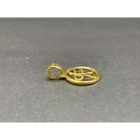 Unisex 18ct Yellow Gold Round Liner Butterfly Pendant