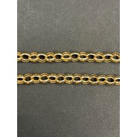 Ladies 9ct Yellow Gold Belcher Link Heart Clasp Bracelet