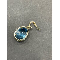 Ladies 14ct Yellow Gold Blue Gemstone Pendant