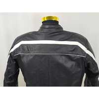 Torque Leather Motorcycle Jacket Black White Size XL