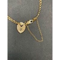 Ladies 9ct Yellow Gold Fancy Link Heart Locket Bracelet