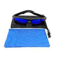 Dirty Dog Monza 53267 Shiny Black Blue Lens Sunglasses with Pouch and Wipe Cloth