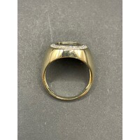 Men's 9ct Yellow Gold Black Gemstone and Diamond Ring