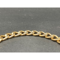 Ladies 9ct Yellow Gold Curb Link Heart Clasp Bracelet