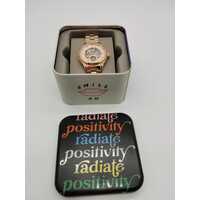 Fossil Automatic Rose Gold Tone Skeleton Dial Stainless Steel Ladies Watch