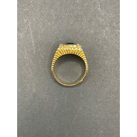 Mens 18ct Yellow Gold Gemstone CZ Ring