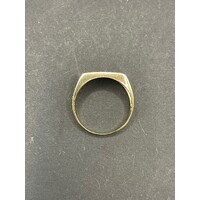 Mens 9ct Yellow Gold Diamond Ring