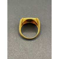 Mens 22ct Yellow Gold Round Wolf Ring