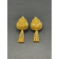 Ladies 22ct Yellow Gold Filigree Dangle Earrings