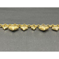 Ladies 18ct Yellow Gold Belcher Link Bubble Heart Charm Bracelet