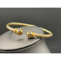 Ladies 18ct Yellow Gold Cuff Hinged Bangle