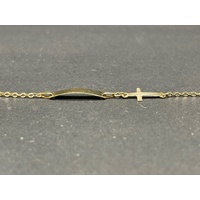 Childs 9ct Yellow Gold Cable Link ID Bracelet