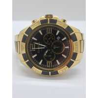 Chisel Mens Gold Tone Stainless Steel Black Dial Chronograph Watch 5829181