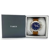 Timex Essex Avenue Brown Genuine Leather Strap Stainless Steel Watch