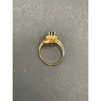 Ladies 18ct Yellow Gold Blue Gemstones and CZ Ring