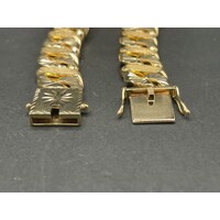 Mens 9ct Yellow Gold Diamond Cut Curb Link Bracelet