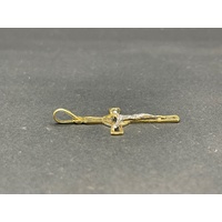 Unisex 18ct Two Tone Gold Crucifix Cross Pendant