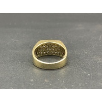 Mens 10ct Yellow Gold Multi Row Diamond Ring