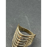 Ladies 9ct Yellow Gold Wishbone 7 Layer Ring