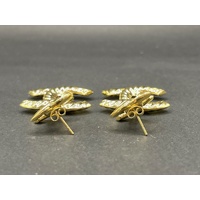 Ladies 18ct Yellow Gold CC Fancy Dangle Earrings