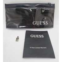 Guess Silver Tone Rectangle Black Face Link Bracelet Band Ladies Watch G76041L