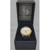 August Steiner Gold Tone Leather Mens Watch AS8020YG Swiss Quartz 3 ATM WR