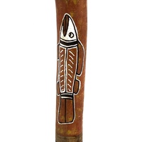 Didgeridoo Custom-Made Using Tree Log Aboriginal Fish Painting Around The Body