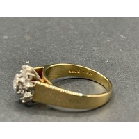 Ladies 18ct Yellow Gold Diamond Cluster Flowerette Ring