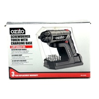 Ozito SDL-5000 3.6V Screwdriver Torch with USB Charging Base in Box