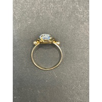 Ladies 14ct Yellow Gold Blue Gemstone Ring