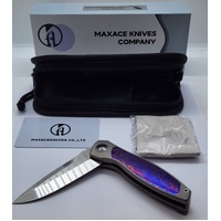 Maxace Perseus Folding Knife Grey Titanium Handle Timascus MagnaCut OM47-0-D