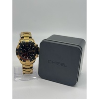 Chisel Mens Gold Tone Stainless Steel Black Dial Chronograph Watch 5829181