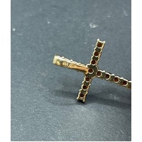 Ladies 14ct Yellow Gold Red Gemstones Cross Pendant