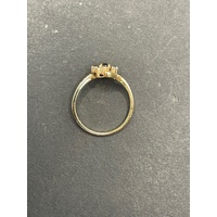 Ladies 9ct Yellow Gold Red Gemstone and CZ Ring