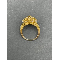 Ladies 21ct Yellow Gold Filigree Pattern Ring