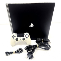 Sony PlayStation 4 Pro 1TB Game Console Black with White Controller and Cables