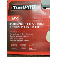 ToolPRO 18V Cordless Brushless 150mm Dual Action Polisher Kit 5.0Ah